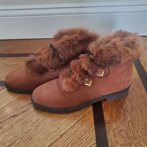 MOSAIC BROWN SHOES BOOTS W/FUR LINING MADE IN ITALY - SIZE 9.5